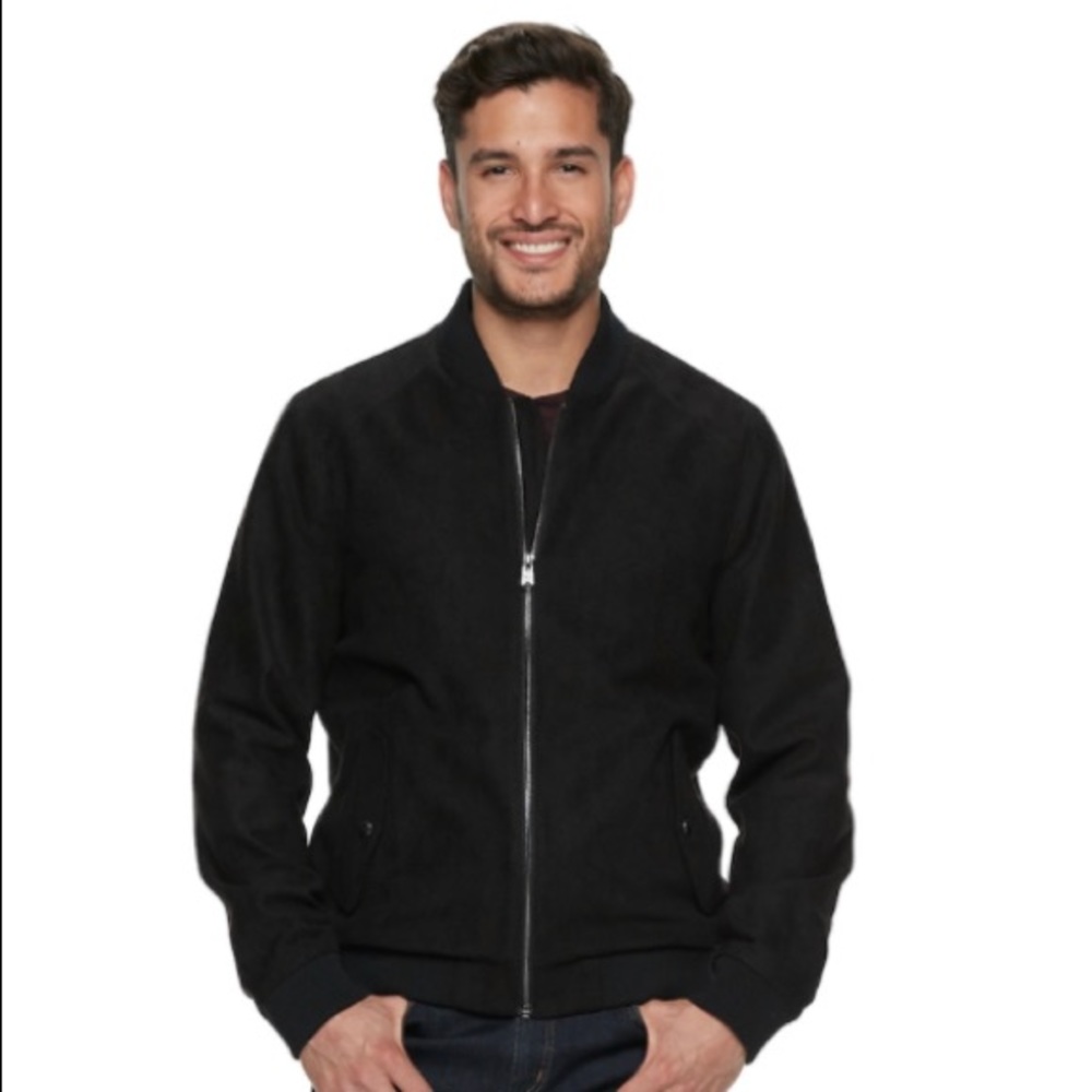 Marc Anthony Black Faux-Suede Bomber Jacket XL